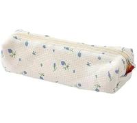 Dwang Astuccio blu da donna in stile fresco, portapenne, portamonete, penne, matite e pennarelli, semplice borsa per cosmetici, organizer per cancelleria da ufficio
