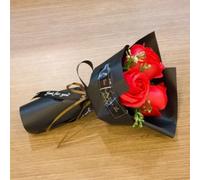 Dwang Bouquet di rose artificiali rosse con 3 teste di petali di fiori di sapone, regali di San Valentino per donne, migliore amica e fidanzata, compleanno, Natale da figlia, figlio, marito, fiori