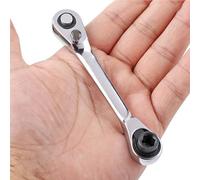 Dwang Chiave a cricchetto argentata da 6,35 mm Mini a doppia testa con 72 denti, set di bussole e punte per cacciavite, con rotazione pratica, strumento a 5 gradi, sblocco rapido, accessori per chiavi