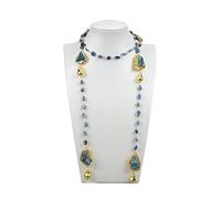 DWBPGVUN Jewelry Blue Kyanites - Collana lunga da donna con perline spazzolate, 101,6 cm