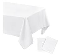 DWCN 2 tovaglie impermeabili, antimacchia, lavabili, per sala da pranzo, casa, giardino, feste e matrimoni, 140 x 280 cm, colore: bianco
