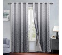 DWCN Ombre - Tende 100% oscuranti con fermatenda, motivo damascato, isolamento termico, con occhielli, per camera da letto, set di 2 tende per finestre, 133 x 213 cm, grigio
