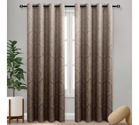 DWCN Ombre - Tende oscuranti per camera da letto, motivo damascato, isolamento termico, con occhielli, per soggiorno, set di 2 tende per finestre, 133 x 213 cm, colore: marrone