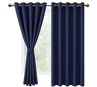 DWCN Tenda Oscurante Termica Isolante con Anelli per Finestre, 2 Pezzi Tende Camera da Letto, Blu Scuro, 167x137 CM (Larghezza x Altezza)