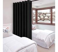 DWCN Tenda per finestra con occhielli per camera da letto e soggiorno, Poliestere e misto poliestere, Nero, 10ft Wide x 8ft Tall