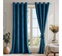 DWCN Tende in velluto blu navy, set da 2 pezzi, altezza 280 x larghezza 140 cm, morbide tende in velluto con cravatte, resistenti e opache, per protezione dal freddo con occhielli, velvet Blackout