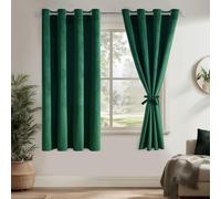 DWCN Tende in velluto verde, set da 2 pezzi, altezza 175 x 140 cm, con cravatte, opache, in velluto per camera da letto, soggiorno, splendidamente morbide, oscuranti, spesse, termiche invernali