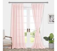 DWCN Tende in voile con fettuccia arricciata, effetto lino, semitrasparenti, per soggiorno, 2 pezzi, 245 x 140 cm (altezza x larghezza)