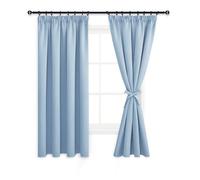 DWCN Tende oscuranti con nastro arricciato, set da 2 pezzi, altezza 183 x larghezza 117 cm, termoisolanti, per camera da letto, soggiorno, blu chiaro