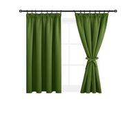 DWCN Tende Oscuranti con Nastro Arrotondato, Tende Termiche con Fiocchi per Cucina e Camera da Letto, 137x167cm (AltezzaxLarghezza), Verde Oliva, Set di 2