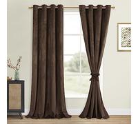 DWCN Tende oscuranti in velluto marrone scuro, 228 cm, resistenti, isolate termicamente, con occhielli, per camera da letto/soggiorno, decorazione per sfondo, 132 x 228 cm, set da 2