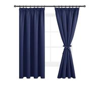 DWCN, Tende oscuranti per camera da letto - Tende oscuranti plissettate, isolate termicamente, con fermatende, per soggiorno, 116 x 137 cm, blu navy, 2 pannelli