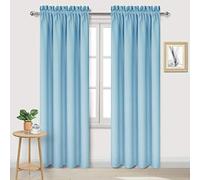 DWCN Tende oscuranti per camera da letto - Tende oscuranti termiche per camera da letto - Tende oscuranti per soggiorno, azzurro, larghezza 100 x 200 cm, set di 2 tende con tasca per asta