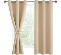 DWCN Tende Oscuranti per Interni con occhielli 2 Pezzi, Tende Soggiorno Moderne Termiche per Soggiorno, Camera da Letto, Beige, 106x160 CM (Larghezza x Altezza)