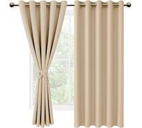 DWCN Tende Oscuranti per Interni con occhielli 2 Pezzi, Tende Soggiorno Moderne Termiche per Soggiorno, Camera da Letto, Beige, 167x183 CM (Larghezza x Altezza)