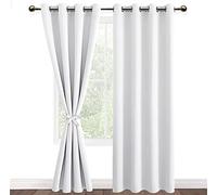 DWCN Tende Oscuranti per Interni con Occhielli Bianco - Grigio, Tenda per Soggiorno e Camera da letto 2 Pezzi, Grigio Perla, 140x245 CM (Larghezza x Altezza)