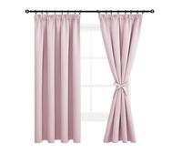 DWCN Tende oscuranti, spesse e opache, con fettuccia arricciata, set da 2 pezzi, 200 x 140 cm (altezza x larghezza), colore: rosa