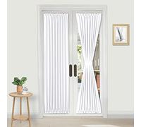 DWCN Tende oscuranti termiche per porta francese, con tasca per bastone, per porte con finestra, cucina e terrazza, lunghezza 63 x 182 cm, 1 tenda a pannello con fermatenda, bianco puro