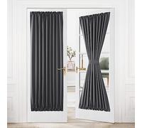 DWCN Tende oscuranti termiche per porta francese, con tasca per bastone, per porte con finestra, cucina e patio, lunghezza 91 x 203 cm, 1 tenda a pannello con fermatenda, grigio scuro