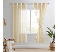 DWCN Tende per Interni con Fermatenda Tende Trasparenti in Voile con Occhielli per Camera da Letto 2 Pannelli, 132x210 CM, Beige