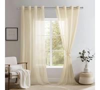 DWCN Tende per Interni con Fermatenda Tende Trasparenti in Voile con Occhielli per Camera da Letto 2 Pannelli, 132x240 CM, Beige