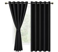 DWCN Tende per Interni con Occhielli, Tende Oscuranti per Soggiorno e Salotto 2 pezzi, Nero, 167x137 CM (Larghezza x Altezza)