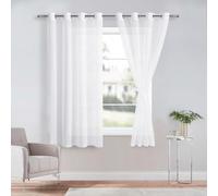 DWCN Tende per Interni in Voile con Fermatenda per Salotto Eleganti Tende Trasparenti con Occhielli Morbidi Finestre 2 Pannelli, 140x160 CM, Bianco