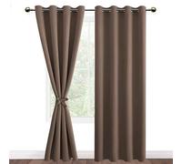 DWCN Tende per Interni Tinta Unita per Camera da Letto con Occhielli, 2 pezzi Tende per Soggiorno Elegante, Cachi Scuro, 132x245 CM (Larghezza x Altezza)
