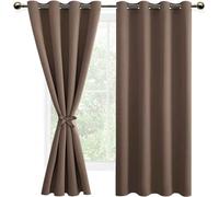 DWCN Tende per Interni Tinta Unita per Camera da Letto con Occhielli, 2 pezzi Tende per Soggiorno Elegante, Cachi Scuro, 140x200 CM (Larghezza x Altezza)
