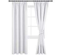 DWCN Tende termiche oscuranti isolanti con nastro arricciato, tende con lacci per tende, 225 x 140 cm (altezza x larghezza), colore grigio e bianco, set da 2 pezzi
