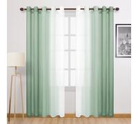 DWCN Tende trasparenti in finto lino, sfumate extra larghe, in voile con occhielli, per camera da letto e soggiorno, 152 x 213 cm, set di 2 tende a pannelli, colore: verde salvia