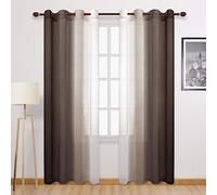 DWCN Tende trasparenti in finto lino, sfumate, per camera da letto e soggiorno, set di 2 pannelli con occhielli nella parte superiore, 133 x 228 cm, colore: marrone cioccolato
