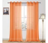 DWCN Tende trasparenti per finestre, semi-velate, con occhielli, in finto lino, 300 cm, per soggiorno e camera da letto, set di 2 pannelli, 132 x 305 cm, colore: arancione tramonto