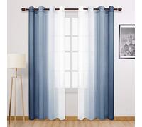 DWCN - Tende velate con occhielli, semi-velate, per soggiorno 52W x 96L Blu denim