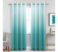 DWCN - Tende velate e sfumate in finto lino, con occhielli nella parte superiore, per camera da letto e soggiorno, set di 2 tende a pannelli, 132 x 228,6 cm di lunghezza, color foglia di tè