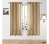 DWCN Tende velate in finto lino, semitrasparenti, con occhielli nella parte superiore, per camera da letto e soggiorno, set di 2 pannelli, 133 x 183 cm di lunghezza, colore: tortora