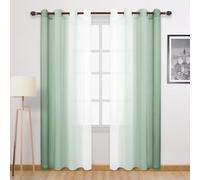 DWCN Tende velate in finto lino sfumato color salvia chiara, lunghe 243,8 cm, per camera da letto e soggiorno, set di 2 tende a pannello con occhielli nella parte superiore, 133 x 244 cm di lunghezza,