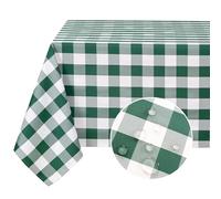 DWCN Tovaglia a quadretti, 140 x 200 cm, per esterni, lavabile, resistente alle intemperie, antimacchia, impermeabile, per esterni, picnic, sala da pranzo, giardino, feste, matrimoni, verde e bianco