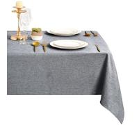 DWCN Tovaglia Antimacchia 135x200cm Rettangolare in Finto Lino Lavabile Impermeabile per Protezione Moderna Interno Tavolo, Giardino Esterno, Sala da Pranzo, Feste Matrimoni, Natalizia, Bianco