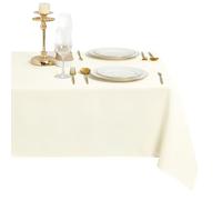 DWCN Tovaglia Antimacchia 160x320cm Rettangolare in Finto Lino Lavabile Impermeabile per Protezione Moderna Interno Tavolo, Giardino Esterno, Sala da Pranzo, Feste Matrimoni, Natalizia, Bianco