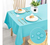 DWCN Tovaglia antimacchia, lavabile, impermeabile, per sala da pranzo, casa, giardino, feste e matrimoni, 140 x 280 cm, azzurro acqua