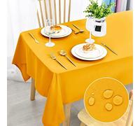 DWCN Tovaglia antimacchia, lavabile, impermeabile, per sala da pranzo, casa, giardino, feste e matrimoni, 135x180cm, colore: giallo