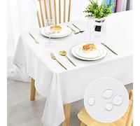 DWCN Tovaglia antimacchia, lavabile, impermeabile, per sala da pranzo, casa, giardino, feste e matrimoni, 140 x 240 cm, colore: bianco