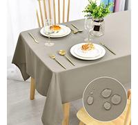 DWCN Tovaglia antimacchia, lavabile, impermeabile, per sala da pranzo, casa, giardino, feste e matrimoni, 130 x 220 cm, colore: grigio talpa