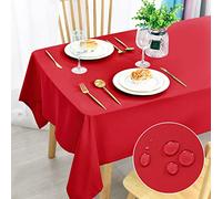 DWCN Tovaglia antimacchia, lavabile, impermeabile, per sala da pranzo, casa, giardino, feste e matrimoni, 140 x 280 cm, colore: rosso