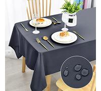 DWCN Tovaglia antimacchia, lavabile, impermeabile, per sala da pranzo, casa, giardino, feste e matrimoni, 130 x 220 cm, colore: grigio