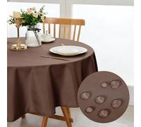 DWCN Tovaglia Rotonda 140 cm, Antimacchia Tovaglie Lavabile,Impermeabile Protezione per Pranzo Cucina Picnic, Compleanno, Esterni Giardino, Feste Matrimoni, Capodanno, Natalizia, Marrone
