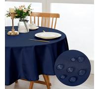 DWCN Tovaglia Rotonda 180 cm, Antimacchia Tovaglie Lavabile,Impermeabile Protezione Decorazione per Compleanno, Sala Pranzo, Esterni Giardino, Feste Matrimoni, Capodanno, Natalizia, Blu Scuro