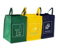 DWD-Company Set di 3 sistemi di raccolta differenziata per carta, plastica e vetro, con pratica maniglia per il trasporto