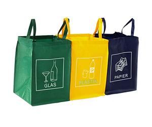 DWD-Company Set di 3 sistemi di raccolta differenziata per carta, plastica e vetro, con pratica maniglia per il trasporto